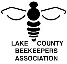 Stylized black-and-white bee logo for the Lake County Beekeepers Association.