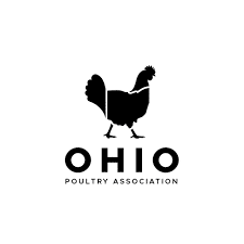 Ohio Poultry Association black and white logo with stylized chicken silhouette and bold text design.