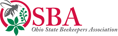 Ohio State Beekeepers Association logo with bee, green plant, and bold red OSBA letters.