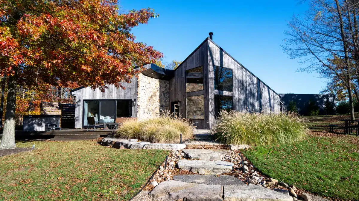 Ohio wine country romantic getaway — Lakeside Chalet at Standing Rock Farms in Madison Ohio